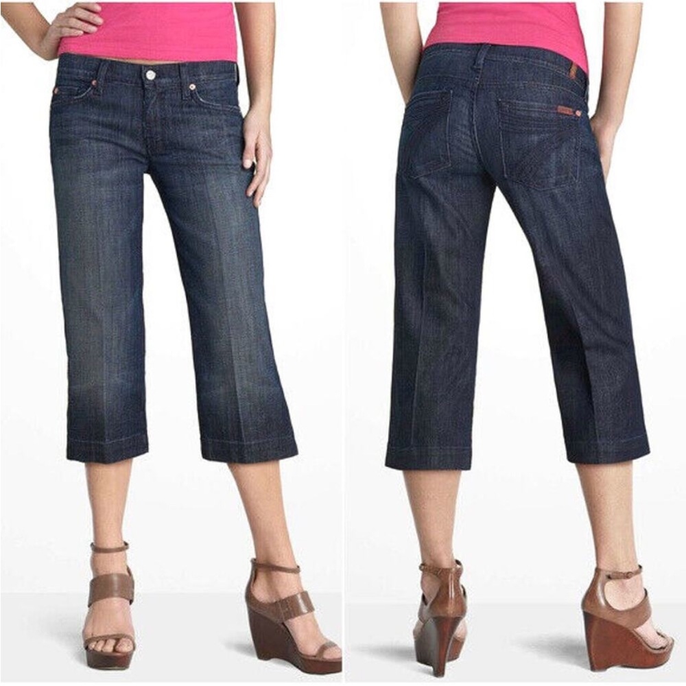 7 for all mankind crop dojo dark jeans 25